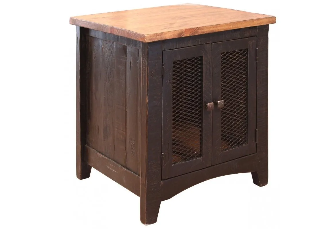 Greenview Two Door End Table - Distressed Black