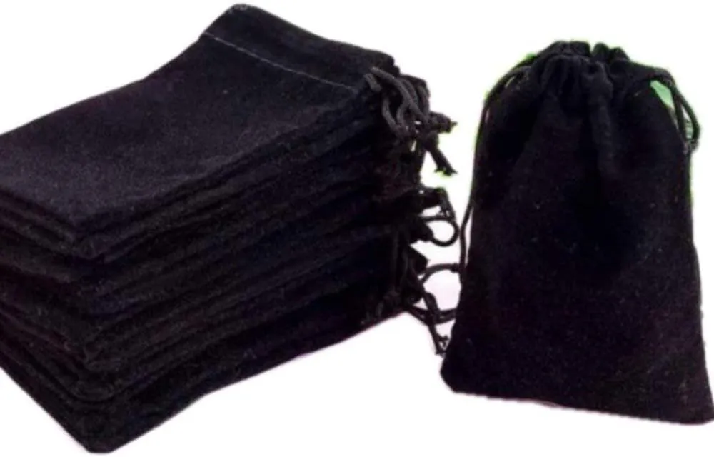 GYBest Best Wholesale Promotion - 4x 5 Black Velvet Cloth Jewelry Pouches/Drawstring Bags (200pcs)
