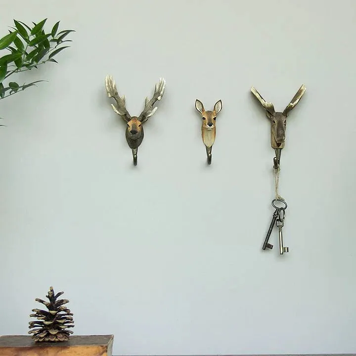 Hand Carved Red Deer Hook