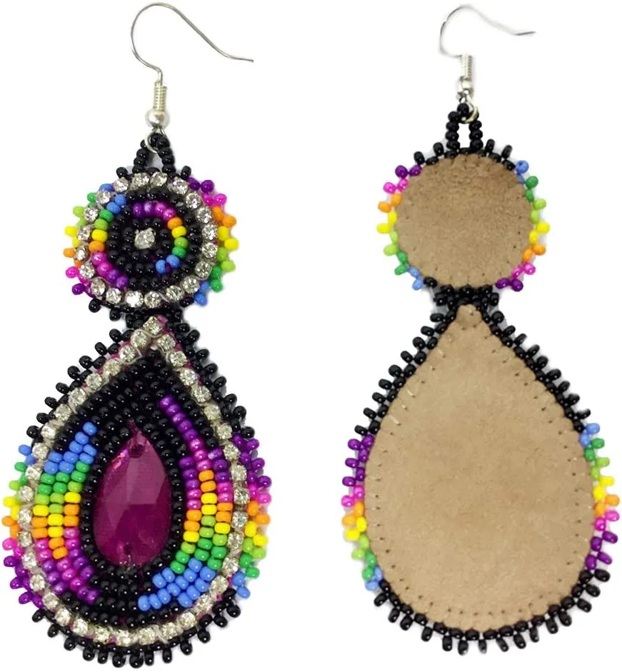 Handmade Glass Seed Beaded Teardrop Earrings
