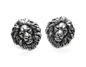 Handmade Oxidized Silver Lion Cuff Links