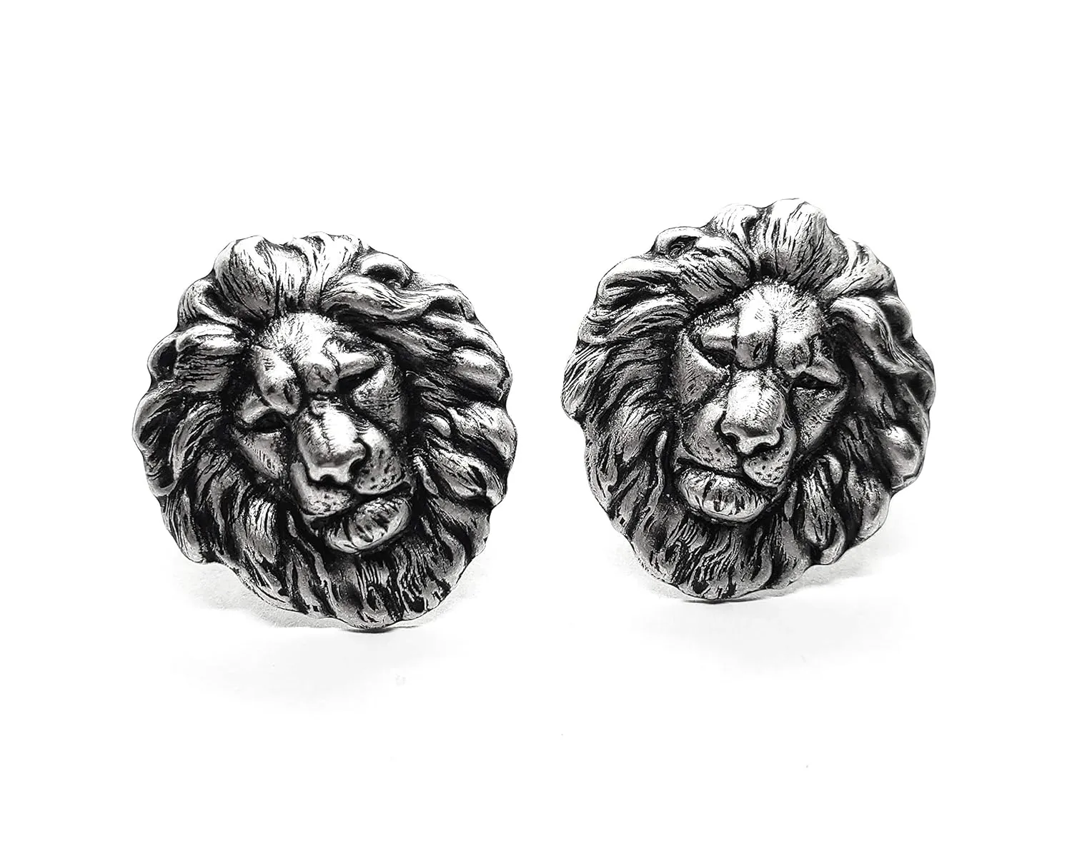 Handmade Oxidized Silver Lion Cuff Links