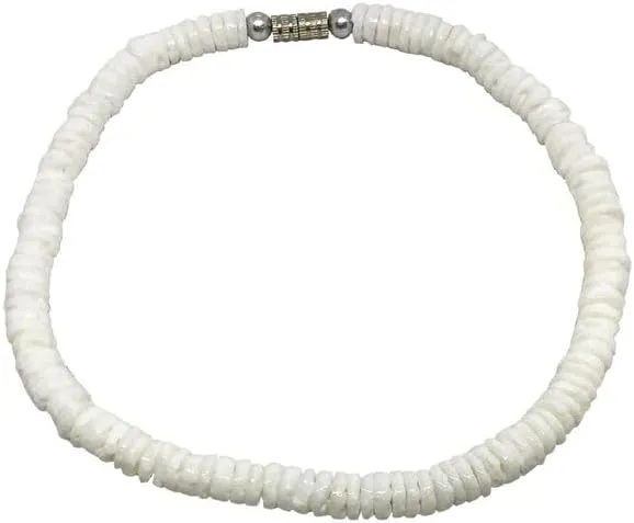 Hawaiian Heishi Puka Shell Hawaii Surfer Anklet with Twist Barrel Closure