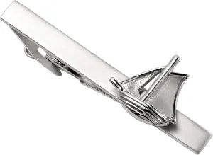 HAWSON 2.2 Inch Men's Nautical Sailboat Tie Clip Silver Tie Bar for Yacht Weddings, Navy Events, Holiday Durable Marine-Themed Accessories for Groomsmen & Maritime Professionals