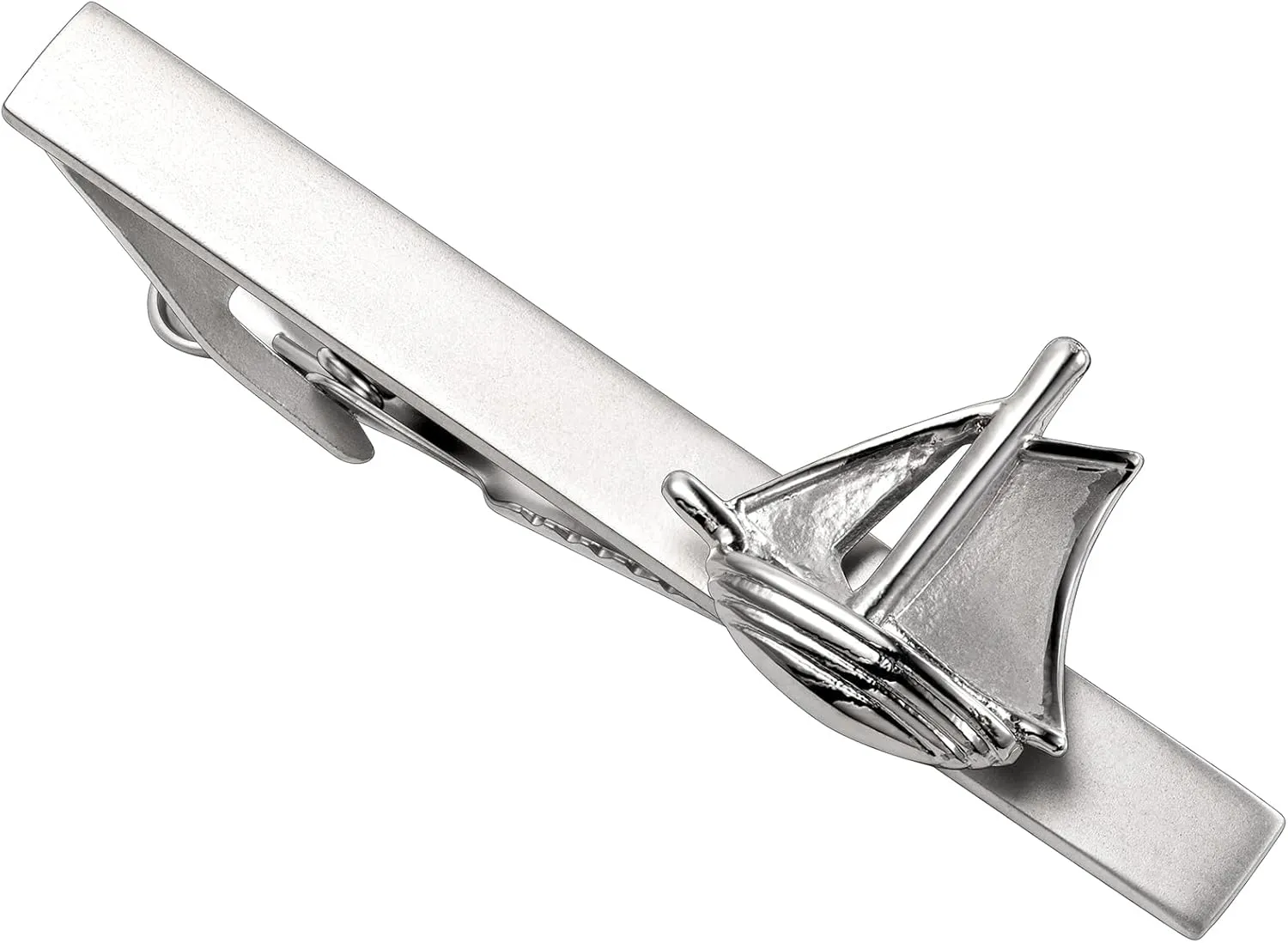 HAWSON 2.2 Inch Men's Nautical Sailboat Tie Clip Silver Tie Bar for Yacht Weddings, Navy Events, Holiday Durable Marine-Themed Accessories for Groomsmen & Maritime Professionals