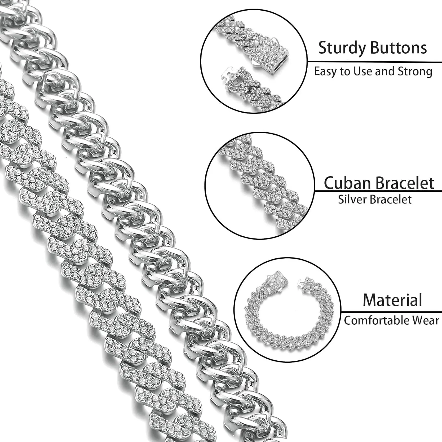 HIPBLING Cuban Link Bracelet for Women Diamond Miami Cuban Bracelet 12mm Pink Crystal Gold Silver Iced Out Bracelets Bling Hip Hop Jewelry for Womens Gift