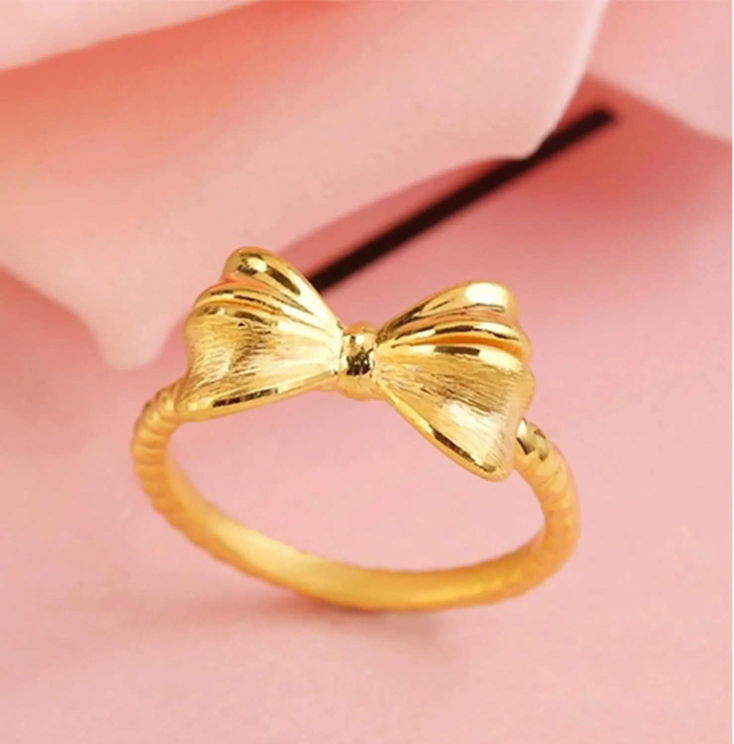 HUASAI Bow Ring for Women Cute Rhinestone Adjustable Rings Vintage Ribbon Ring Dainty Bow Statement Rings Christmas Stocking Stuffers Jewelry Gifts