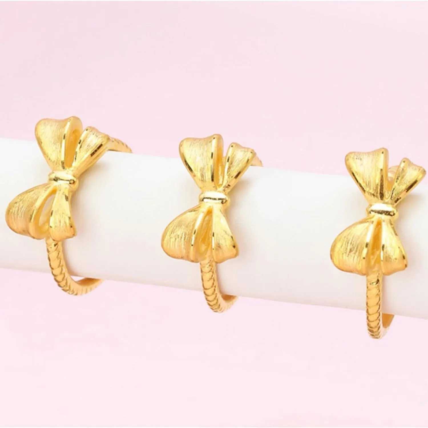 HUASAI Bow Ring for Women Cute Rhinestone Adjustable Rings Vintage Ribbon Ring Dainty Bow Statement Rings Christmas Stocking Stuffers Jewelry Gifts