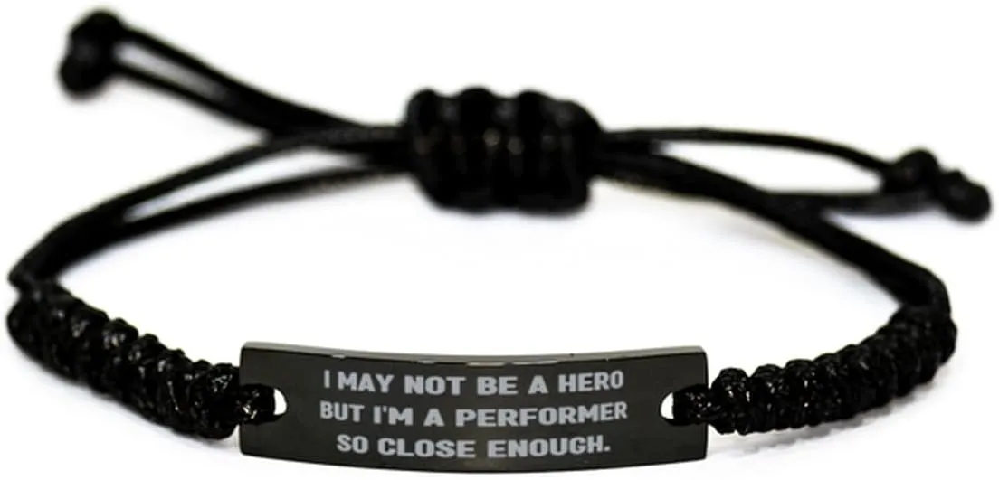 I May Not Be a Hero but I. Black Rope Bracelet, Performer Present From Team Leader, Inappropriate Engraved Bracelet For Coworkers, Friendship, Black bracelet, Gift for friend
