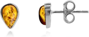 Ian and Valeri Co. Amber Sterling Silver Drop Tiny Stud Earrings