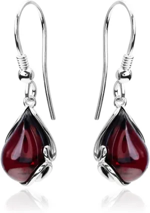 Ian and Valeri Co. Black Cherry Amber Sterling Silver Earrings