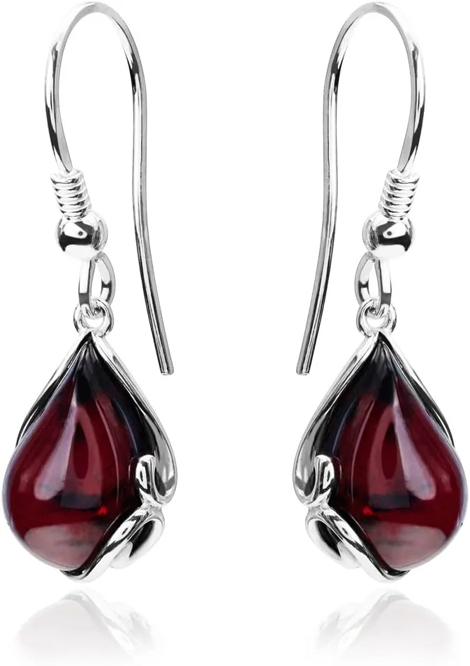 Ian and Valeri Co. Black Cherry Amber Sterling Silver Earrings