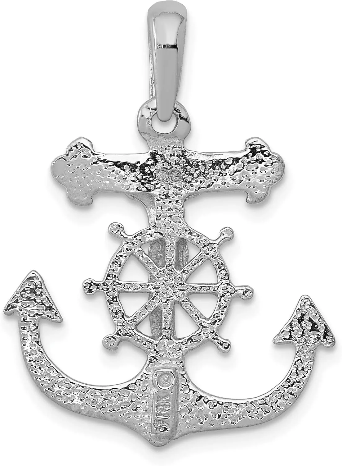 IceCarats 14K Solid White Gold Anchor Mariner Holy Cross Necklace Religious Chain Pendant Jesus Christ Nautical Charm