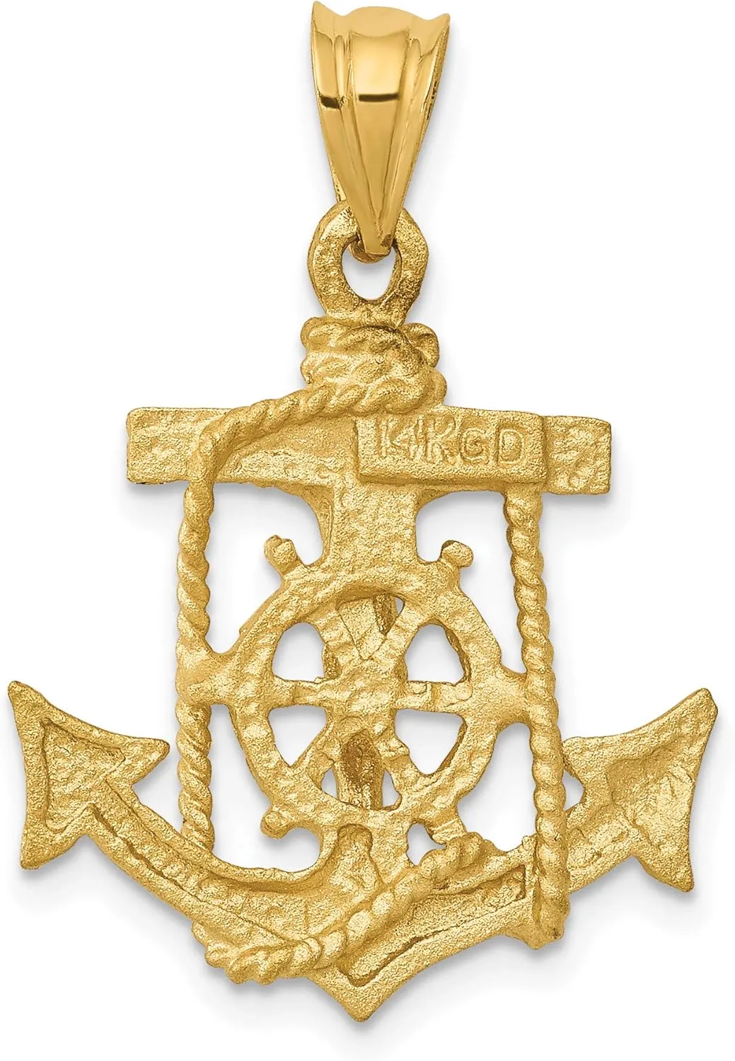 IceCarats 14K Solid Yellow Gold Anchor Mariner Holy Cross Necklace Religious Chain Pendant Jesus Christ Nautical Charm