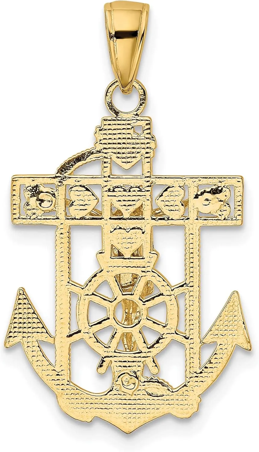 IceCarats 14K Solid Yellow Gold Anchor Mariner Lord Jesus Christ Crucifix Holy Cross Necklace Religious Chain Pendant Nautical Charm