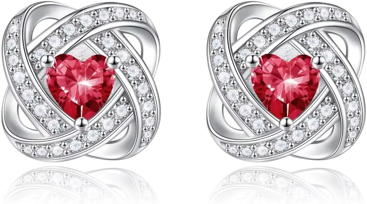 Iefil 925 Sterling Silver Birthstone Earrings for Women - Anniversary Valentines Day Gifts for Her, Mothers Day Birthday Gifts for Women Wife Mom Daughter