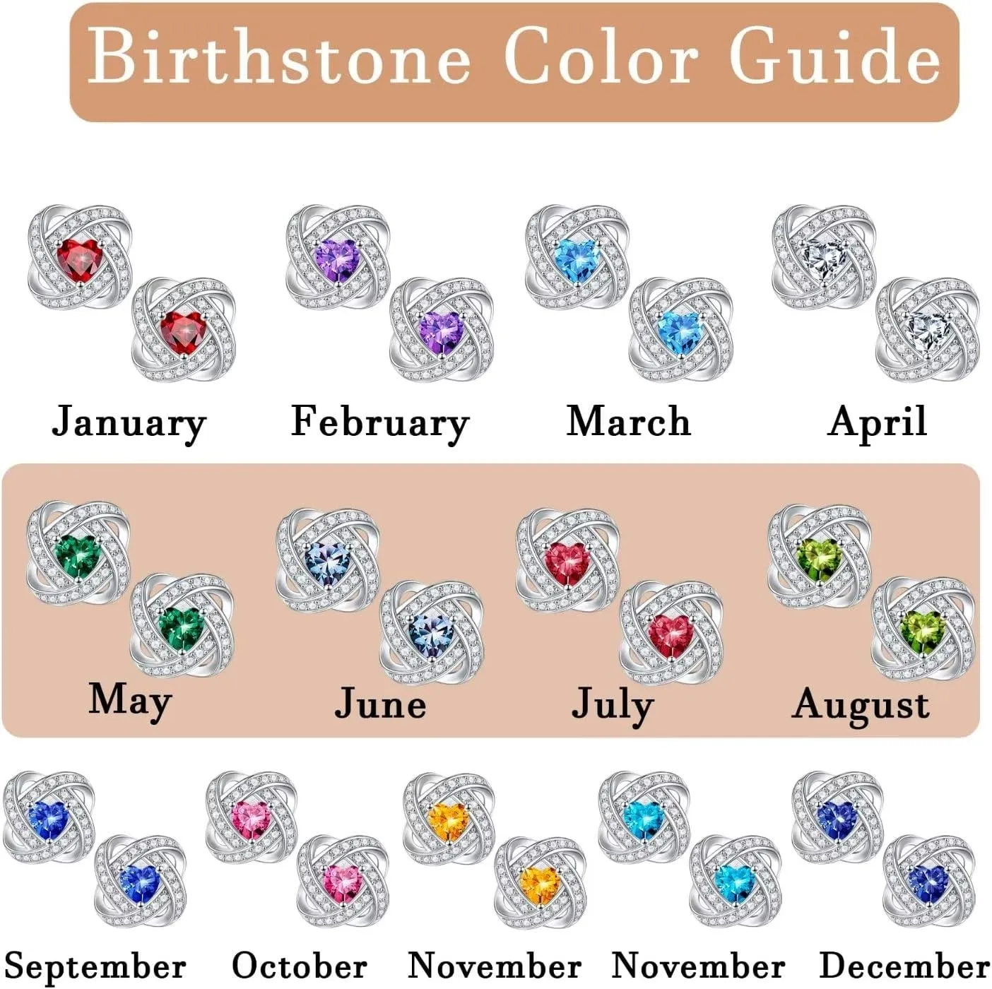 Iefil 925 Sterling Silver Birthstone Earrings for Women - Anniversary Valentines Day Gifts for Her, Mothers Day Birthday Gifts for Women Wife Mom Daughter