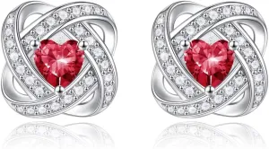 Iefil 925 Sterling Silver Birthstone Earrings for Women - Anniversary Valentines Day Gifts for Her, Mothers Day Birthday Gifts for Women Wife Mom Daughter