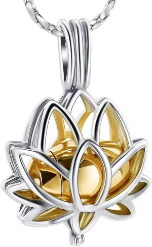 Imrsanl Cremation Jewelry for Ashes - Lotus Flower Ashes Pendant Necklace with Mini Keepsake Urn Memorial Ash Jewelry