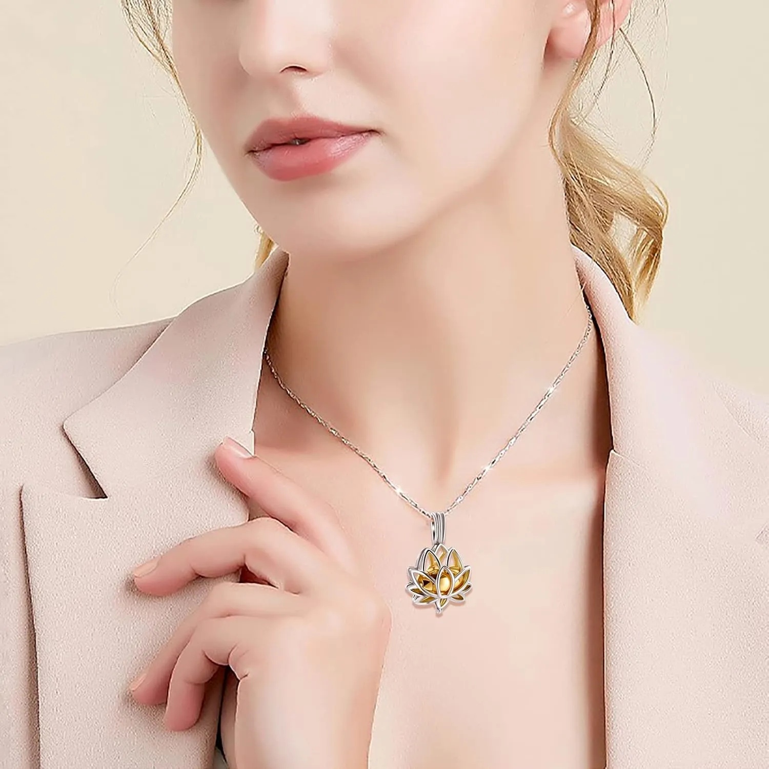 Imrsanl Cremation Jewelry for Ashes - Lotus Flower Ashes Pendant Necklace with Mini Keepsake Urn Memorial Ash Jewelry