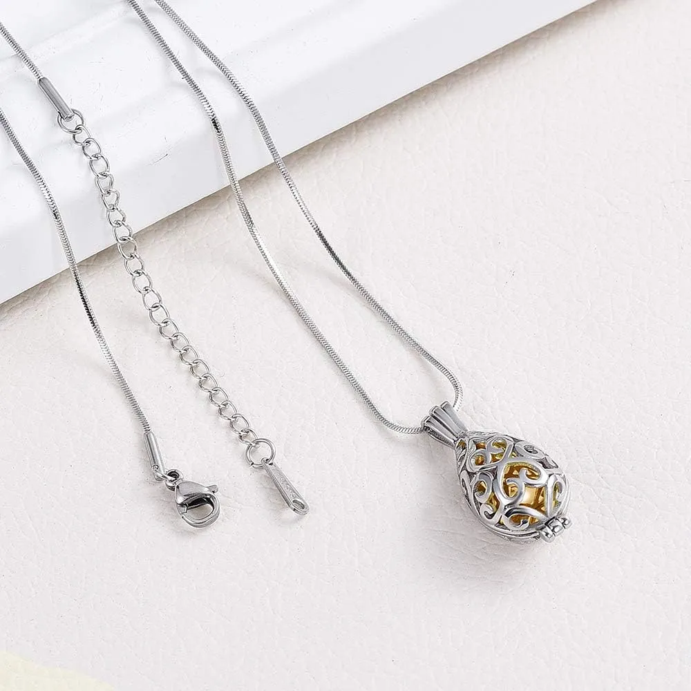 Imrsanl Cremation Jewelry for Ashes - Lotus Flower Ashes Pendant Necklace with Mini Keepsake Urn Memorial Ash Jewelry