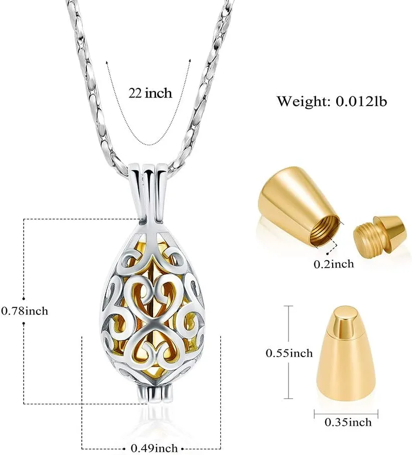 Imrsanl Cremation Jewelry for Ashes - Lotus Flower Ashes Pendant Necklace with Mini Keepsake Urn Memorial Ash Jewelry