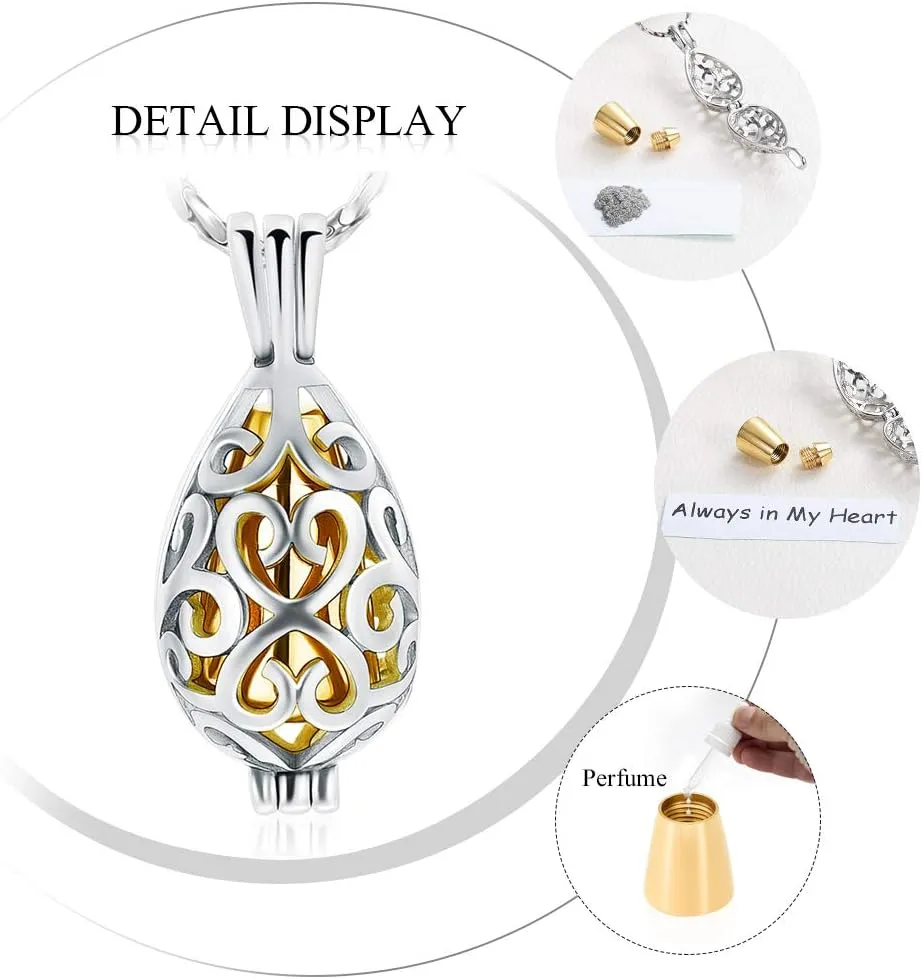 Imrsanl Cremation Jewelry for Ashes - Lotus Flower Ashes Pendant Necklace with Mini Keepsake Urn Memorial Ash Jewelry