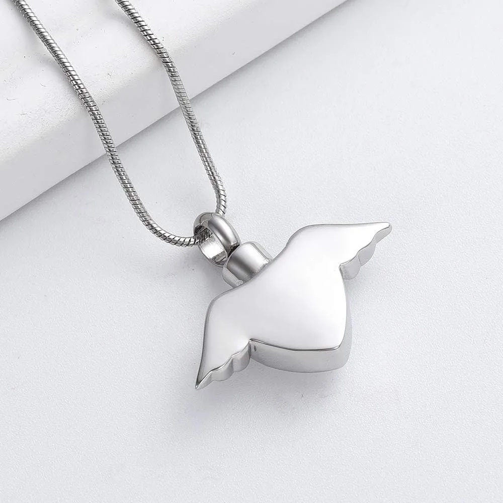 Imrsanl Cremation Jewelry with Angel Wings Charm Locket Memorial Ash Pendant - Heart Urn Necklace Keepsake Jewelry for Women Girls