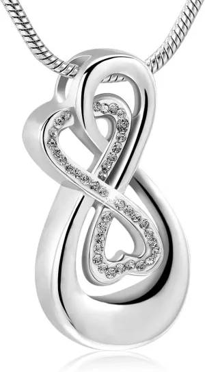 Infinity Love Urn Pendant Stainless Steel Snake Chain Cremation Jewelry for Ashes for Woman Free Filling Tools Include