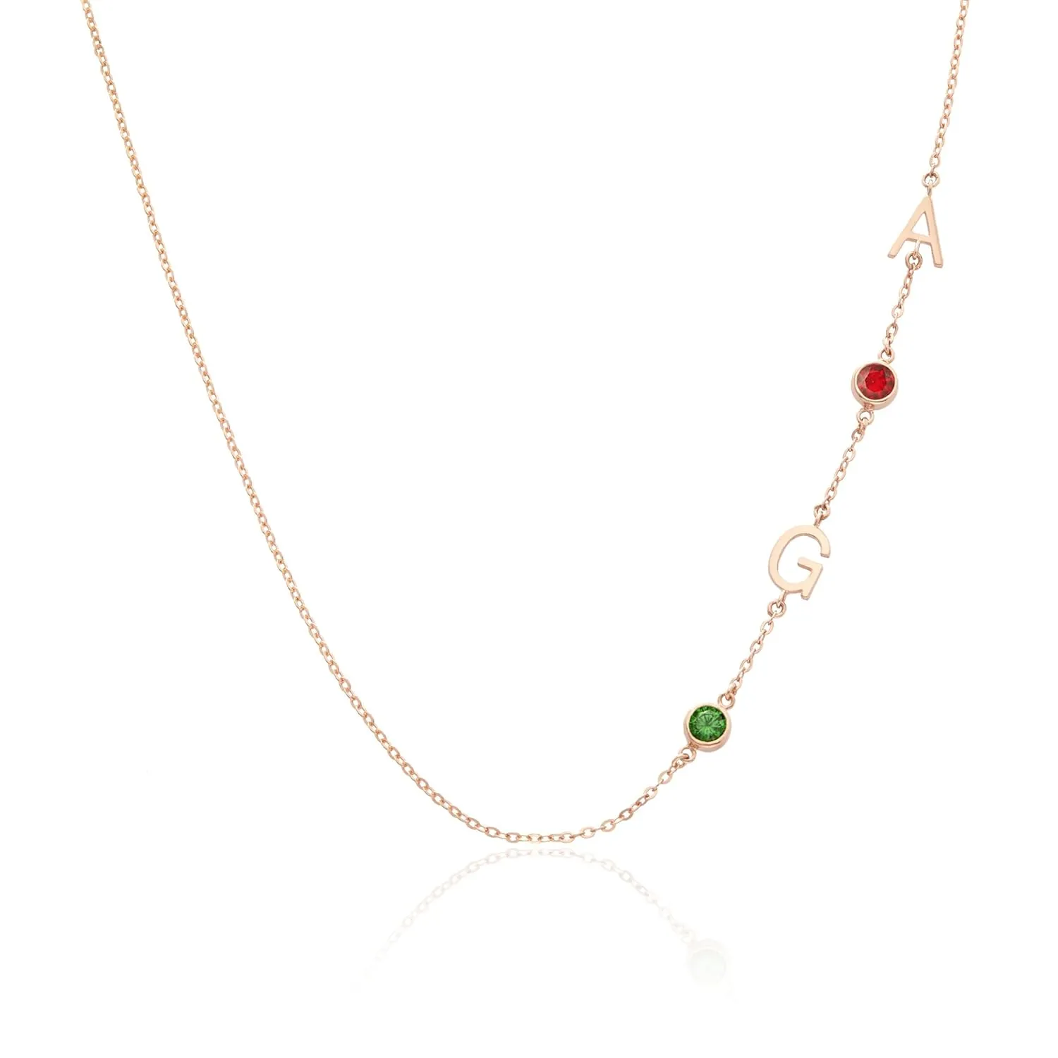 Initial Necklace for Mom of 2 Kids, Sideways Initial Necklace, Custom Initial Necklace with Birthstone, Name Jewelery for Mother, Christmas Jewelry Gift for Mom, 925 Sterling Silver