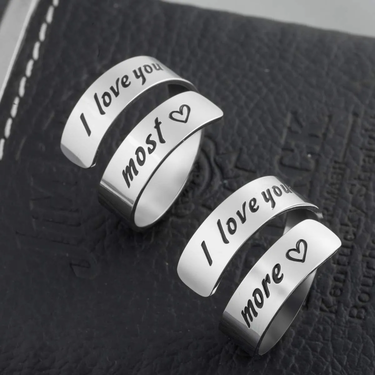 Inspirational Motivational Ring Adjustable Personalized Stainless Steel Spiral Wrap Twist Ring Encouragement Personalized Jewelry Birthday Gifts for Girls
