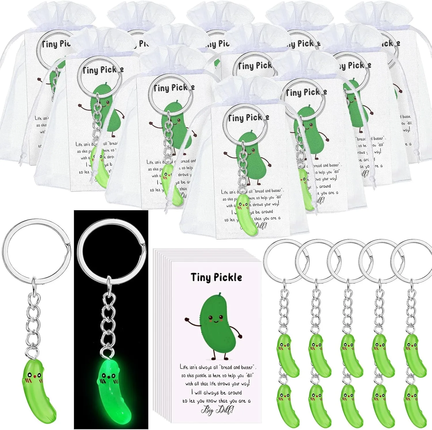 Inspirational Positive Resin Cucumber Keychain Employee Appreciation Gifts Cute Emotional Funny Support Cards