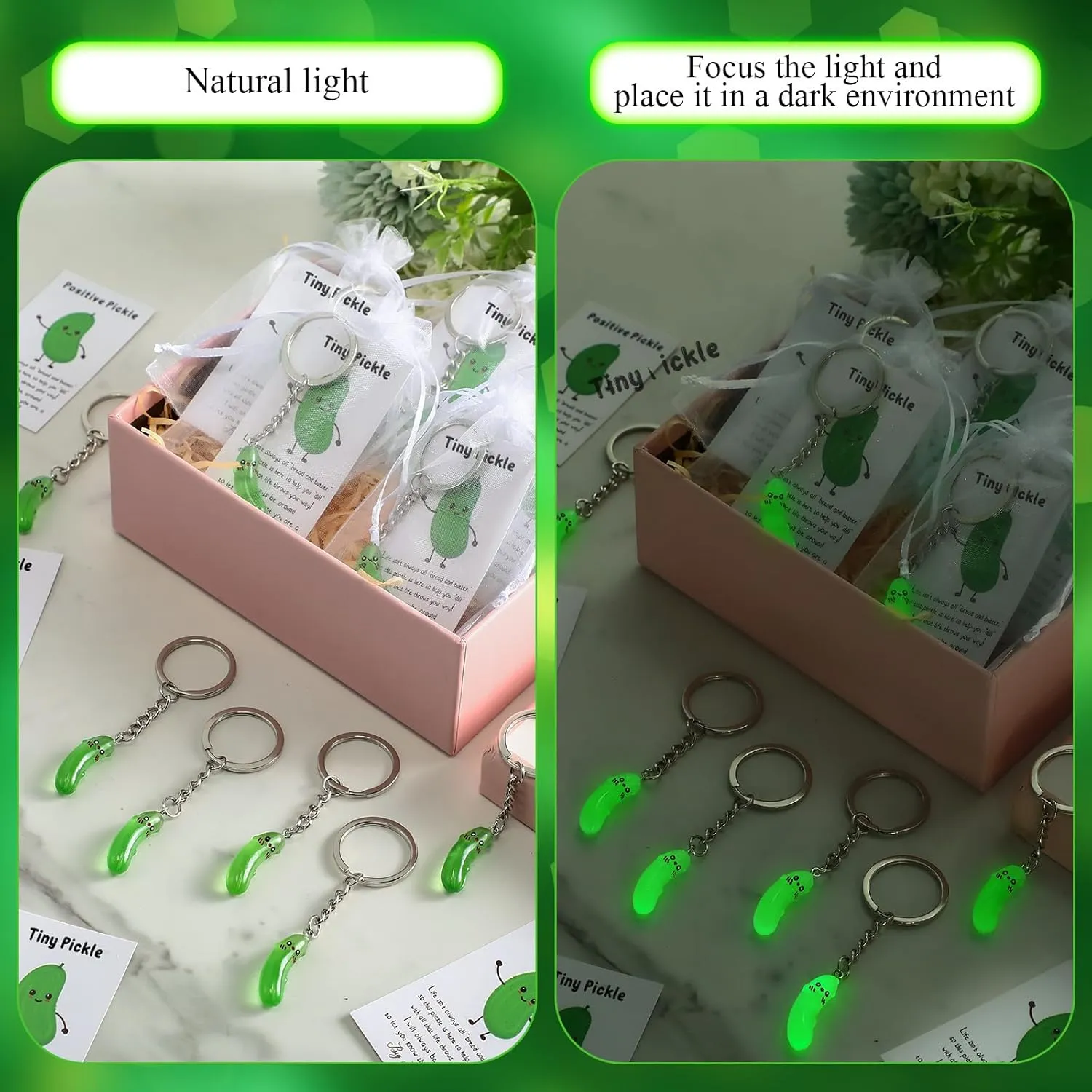 Inspirational Positive Resin Cucumber Keychain Employee Appreciation Gifts Cute Emotional Funny Support Cards