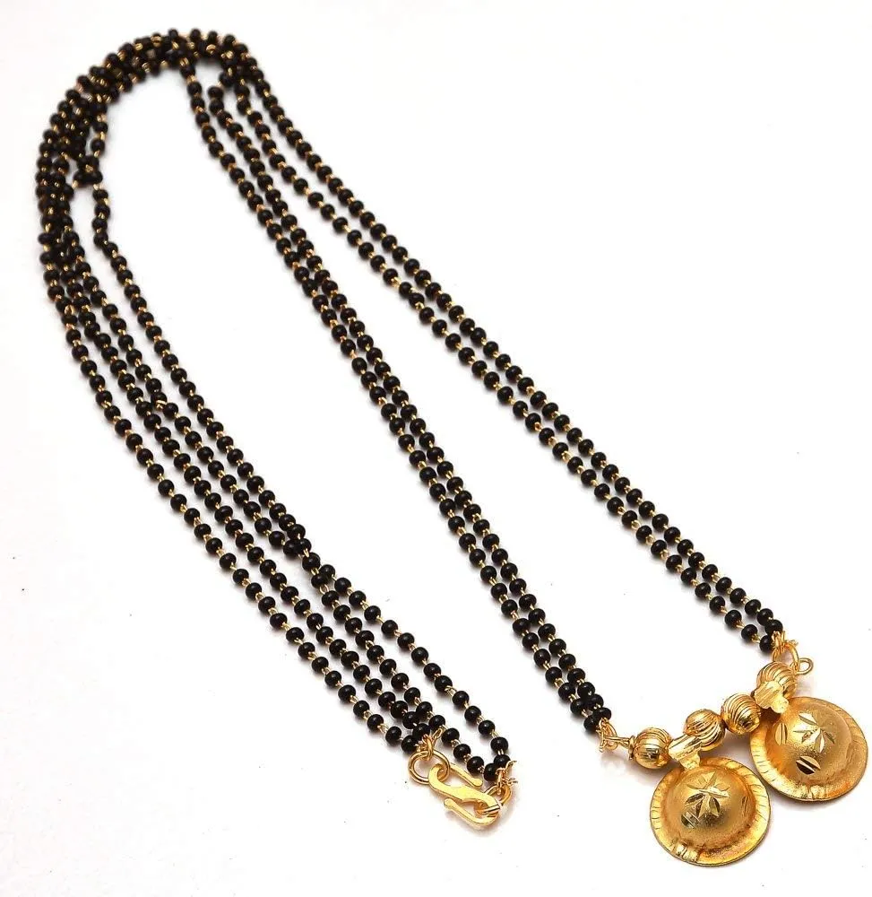 JewarHaat Mangalsutra Indian Bollywood Wedding Bridal Traditional Handmade Meena Work Gold Plated Temple Pendant Symbolic Tanmaniyam Nallapusalu Black Beads Bollywood Faux South Indian Jewelry Women