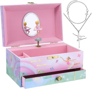 Jewelkeeper Ballerina Music Box & 3-Piece Jewelry Set - Pink Ballerina