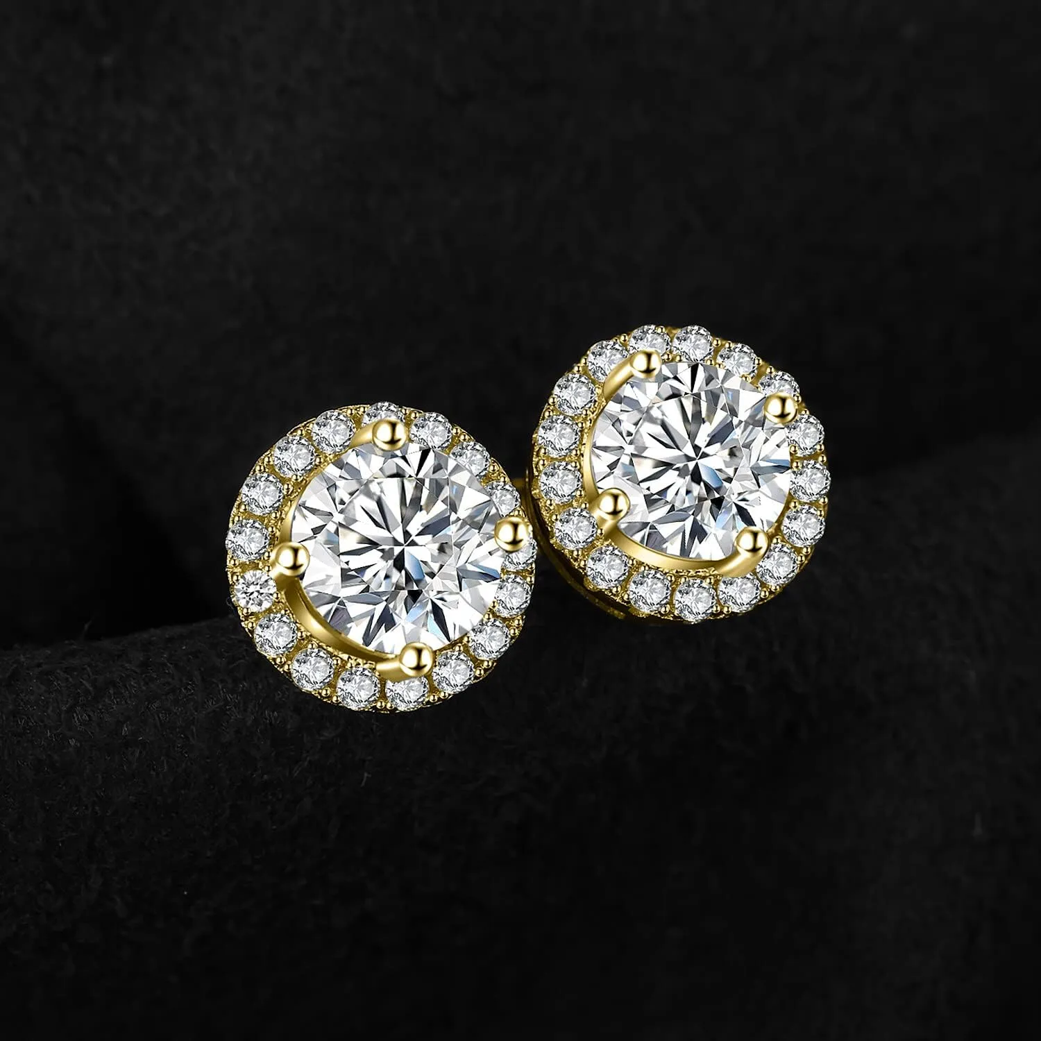 JewelryPalace Classic GRA 1ct Moissanite Halo Stud Earrings for Women, Round Cut 925 Sterling Silver 14k White Yellow Rose Gold Plated Earrings for Her, Simulated Diamond Earrings VVS D-F