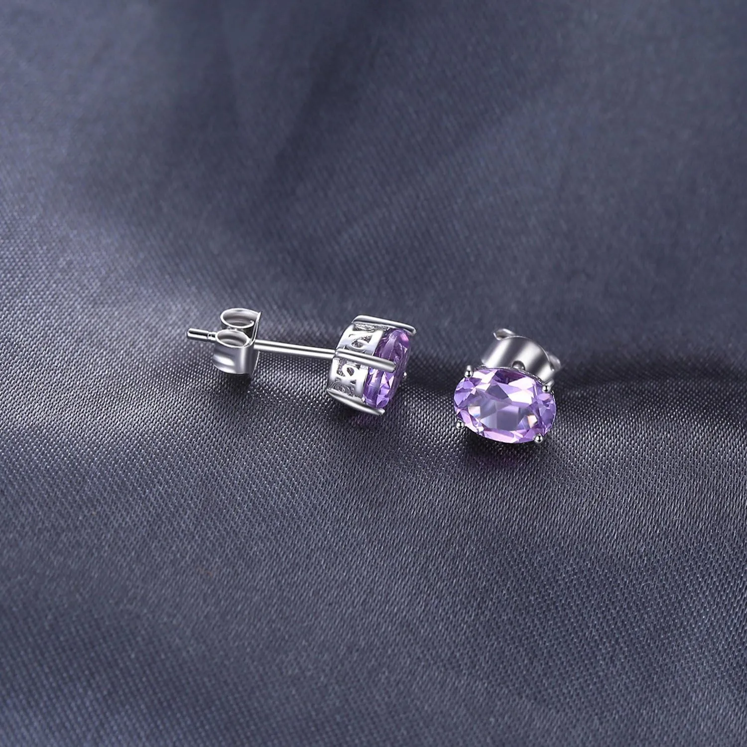 JewelryPalace Natural Garnet Peridot Amethyst Citrine Blue Topaz Birthstone Stud Earrings for Women, 14k Gold Plated 925 Sterling Silver Earrings for Women, Gemstones Jewelry Sets for Girls