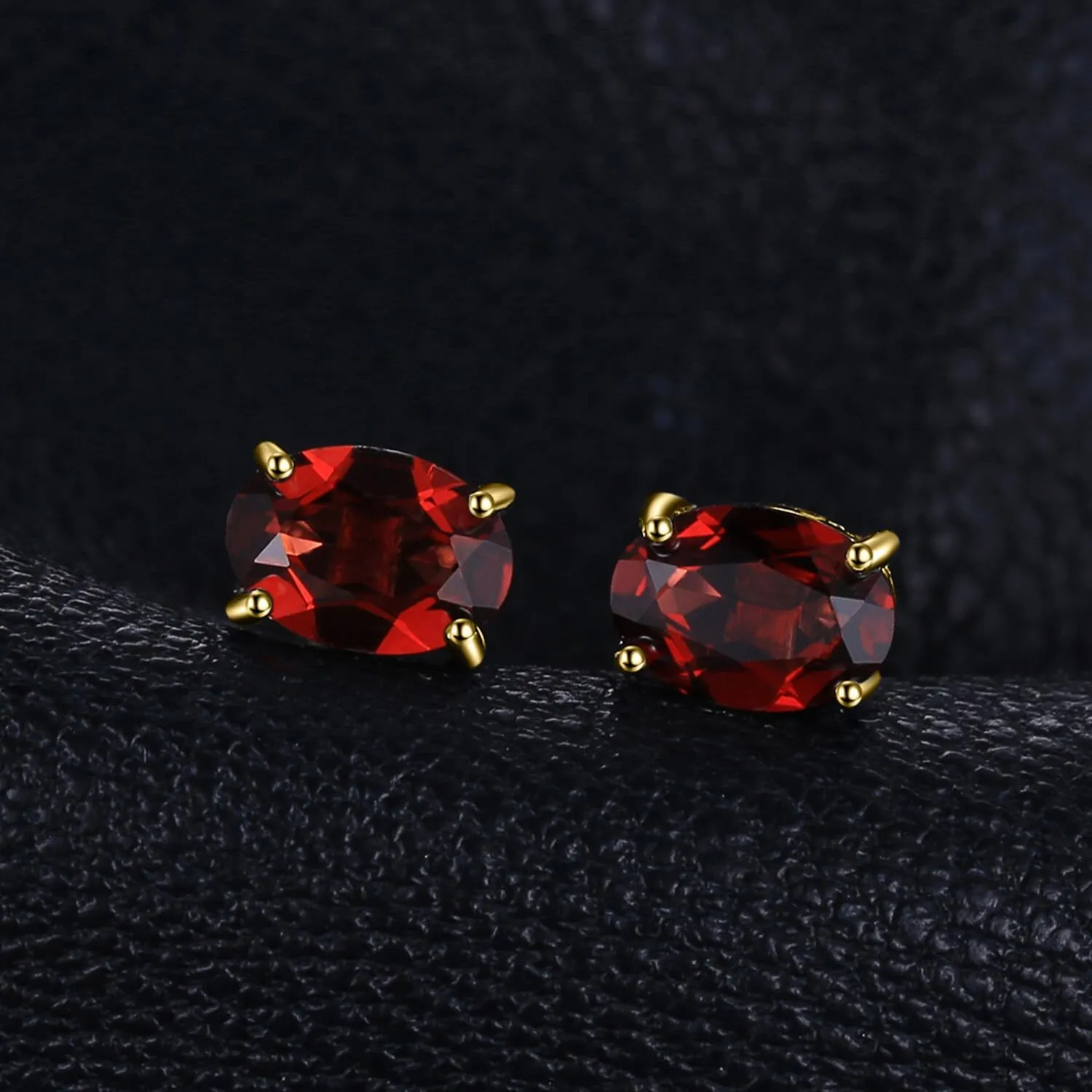 JewelryPalace Natural Garnet Peridot Amethyst Citrine Blue Topaz Birthstone Stud Earrings for Women, 14k Gold Plated 925 Sterling Silver Earrings for Women, Gemstones Jewelry Sets for Girls