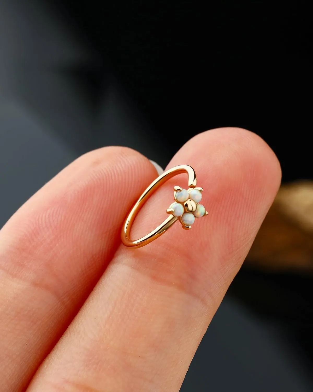 Jewseen 14K Gold Nose Rings Hoop Flower Nose Rings Gold Cartilage Hoop Earring Rook Piercing Jewelry for Women Men