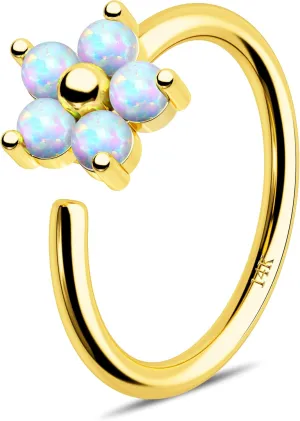 Jewseen 14K Gold Nose Rings Hoop Flower Nose Rings Gold Cartilage Hoop Earring Rook Piercing Jewelry for Women Men