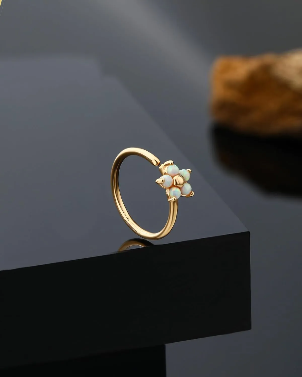 Jewseen 14K Gold Nose Rings Hoop Flower Nose Rings Gold Cartilage Hoop Earring Rook Piercing Jewelry for Women Men