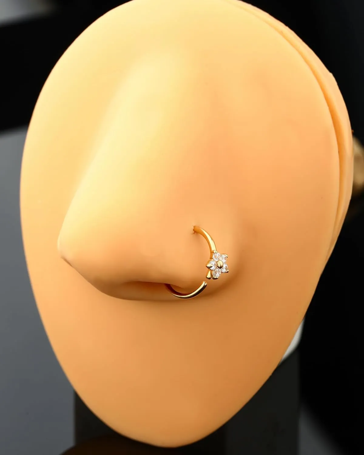 Jewseen 14K Gold Nose Rings Hoop Flower Nose Rings Gold Cartilage Hoop Earring Rook Piercing Jewelry for Women Men
