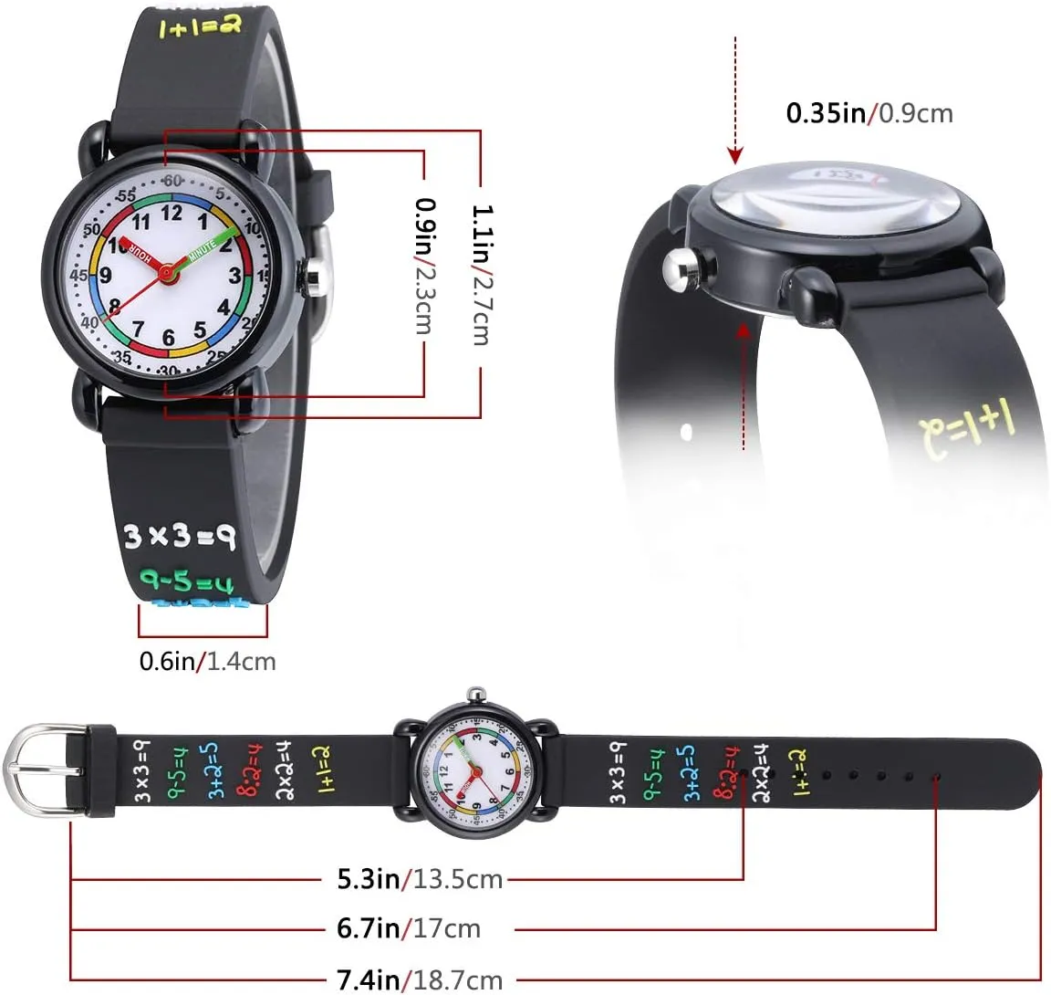 Jewtme Cute Toddler Children Kids Watches Ages 3-8 Analog Time Teacher 3D Silicone Band Cartoon Watch for Little Girls Boys