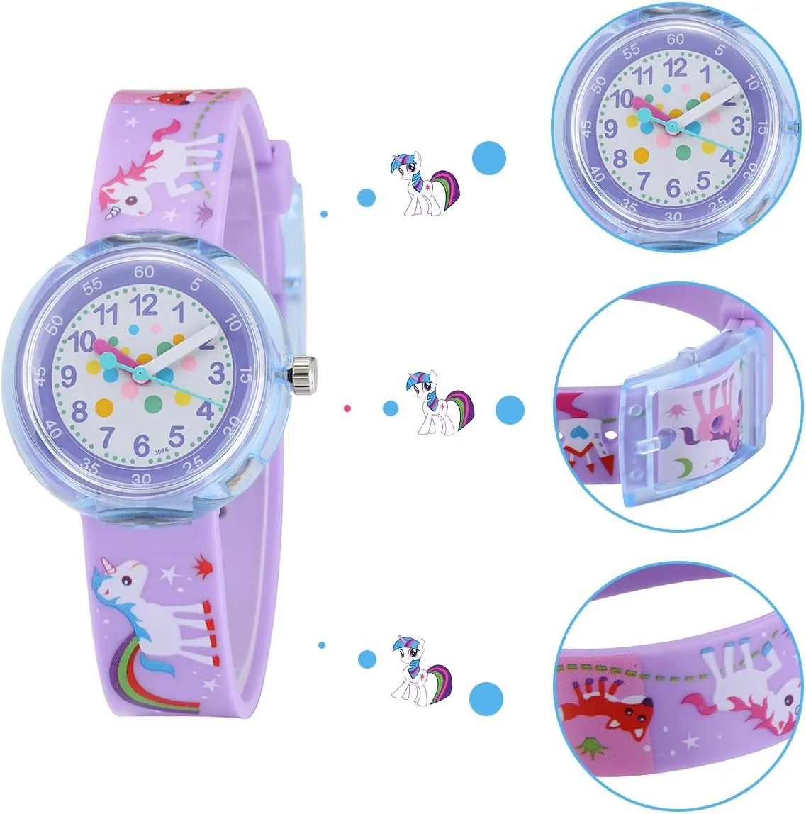 Jewtme Cute Toddler Children Kids Watches Ages 3-8 Analog Time Teacher 3D Silicone Band Cartoon Watch for Little Girls Boys