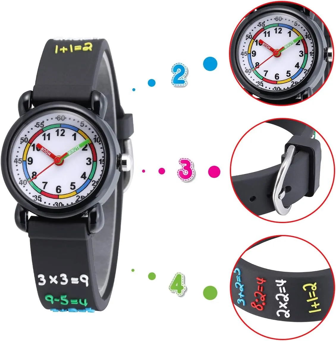 Jewtme Cute Toddler Children Kids Watches Ages 3-8 Analog Time Teacher 3D Silicone Band Cartoon Watch for Little Girls Boys
