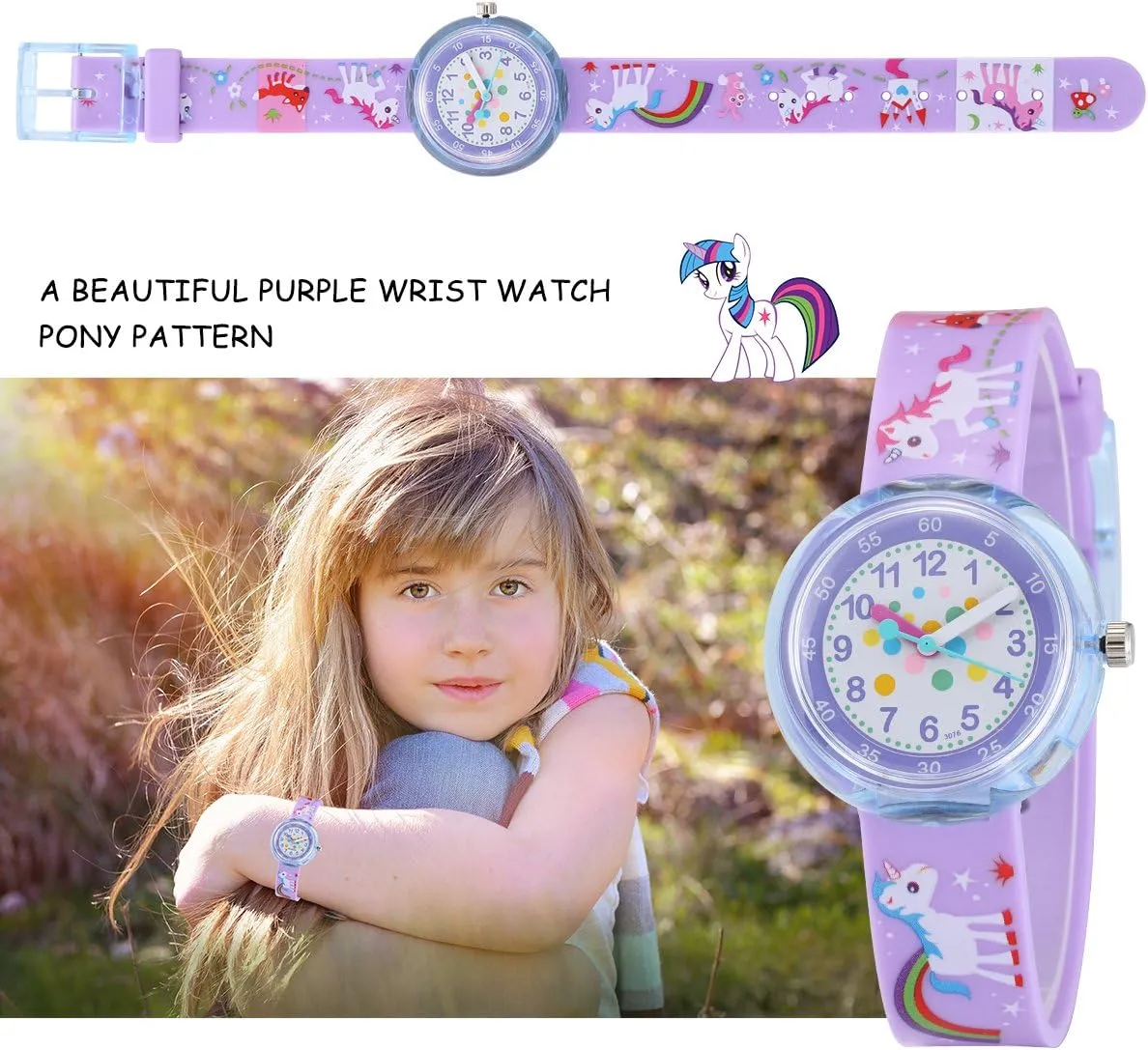 Jewtme Cute Toddler Children Kids Watches Ages 3-8 Analog Time Teacher 3D Silicone Band Cartoon Watch for Little Girls Boys