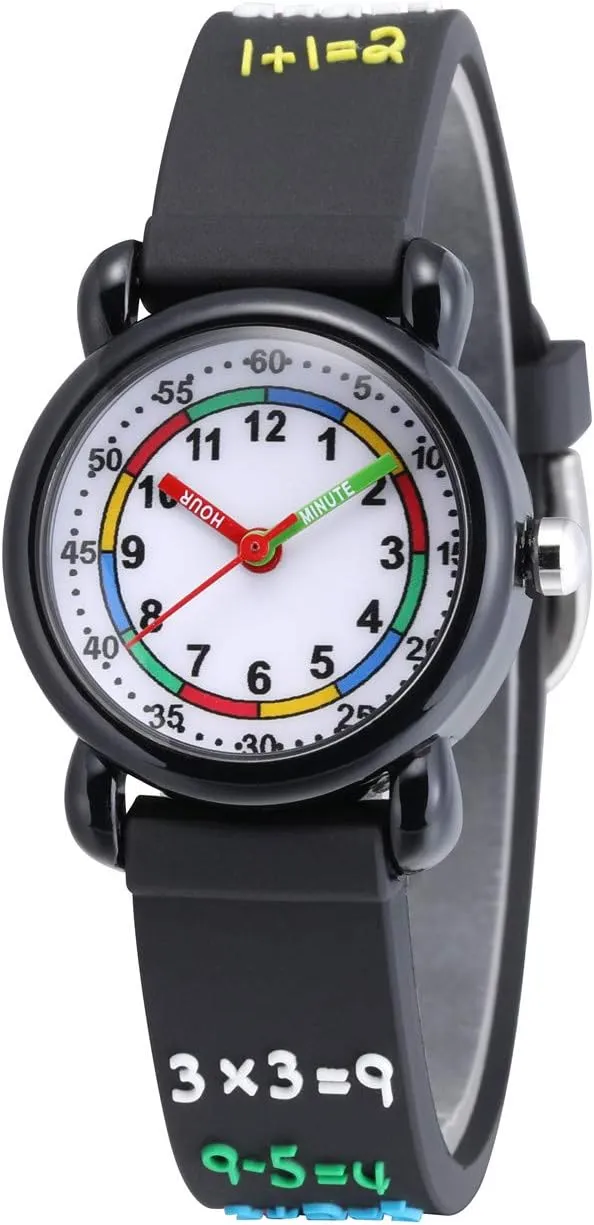 Jewtme Cute Toddler Children Kids Watches Ages 3-8 Analog Time Teacher 3D Silicone Band Cartoon Watch for Little Girls Boys