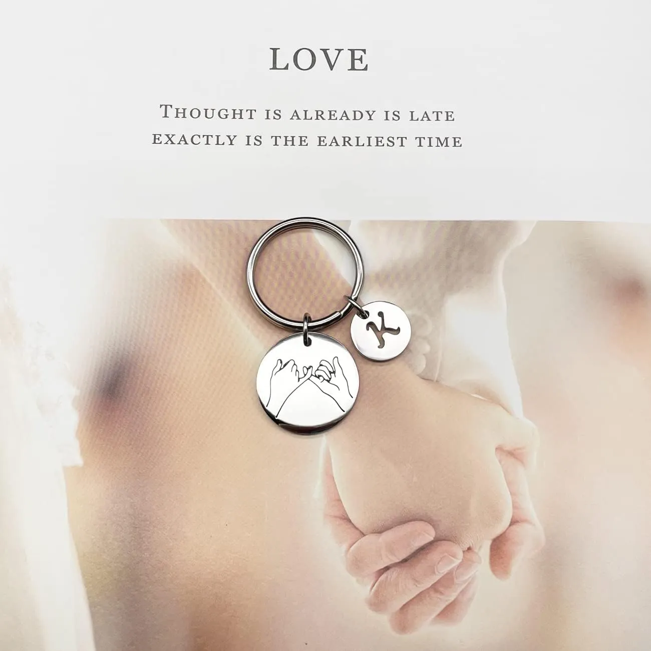 JJTZX Pinky Promise Keychain Pinky Swear Keyring Best Friend Keychain Silver Initial Keychain Best Friends Promise Gift