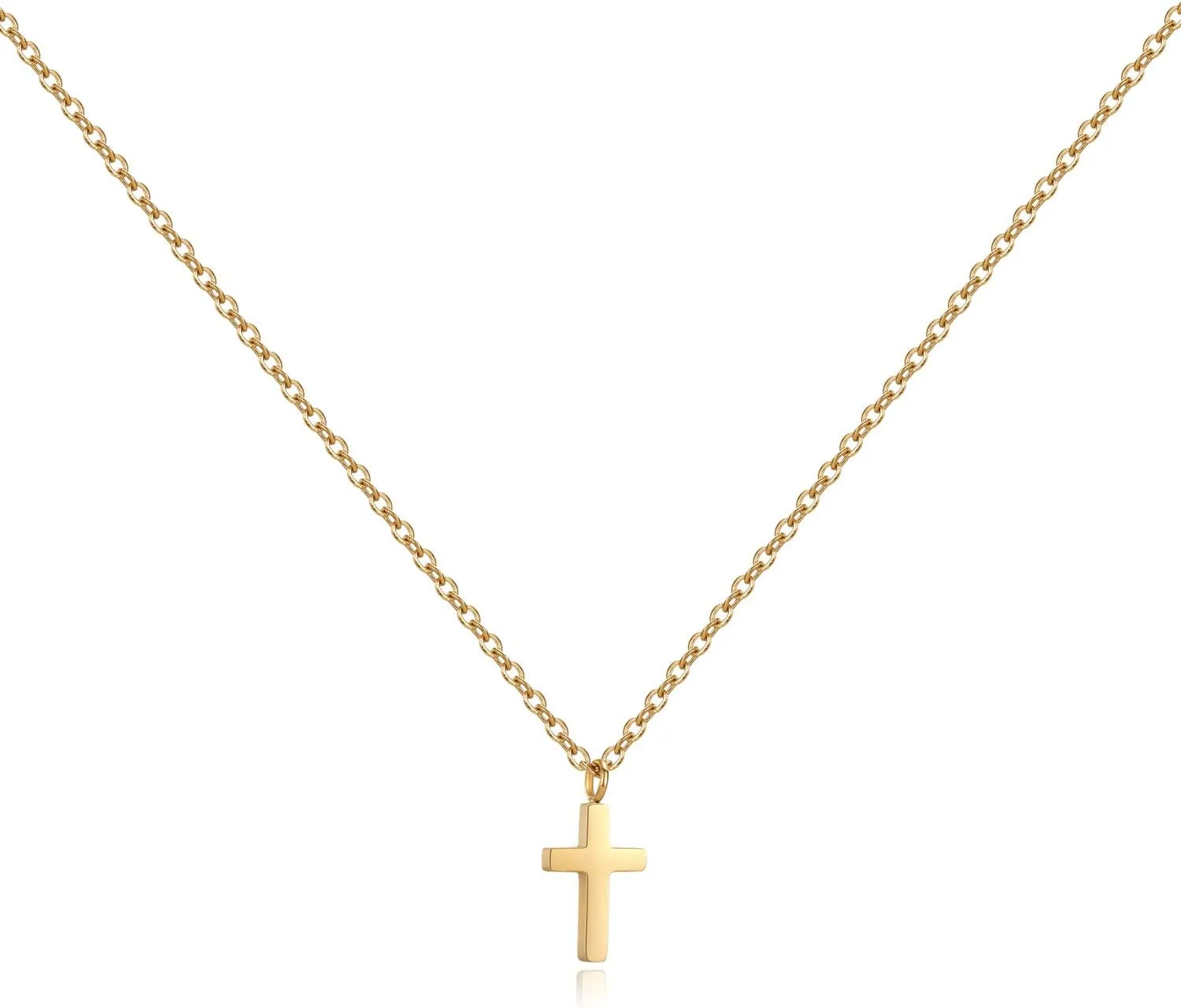 Joxevyia Cross Necklace for Women 14K Gold Cubic Zirconia Cross Necklace Elegant Crystal Cross Pendant Simple Faith Jewelry Easter Gift for Women