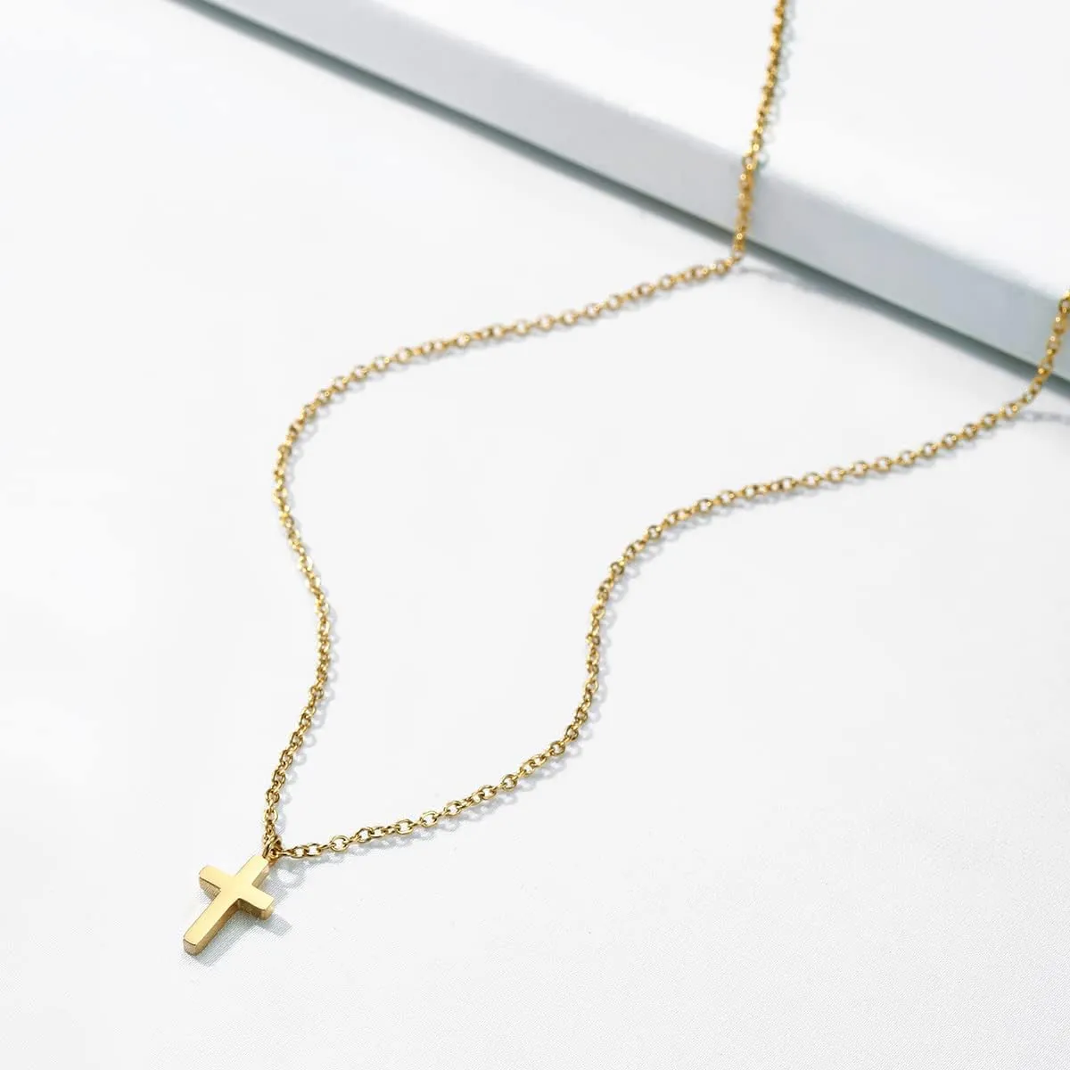 Joxevyia Cross Necklace for Women 14K Gold Cubic Zirconia Cross Necklace Elegant Crystal Cross Pendant Simple Faith Jewelry Easter Gift for Women